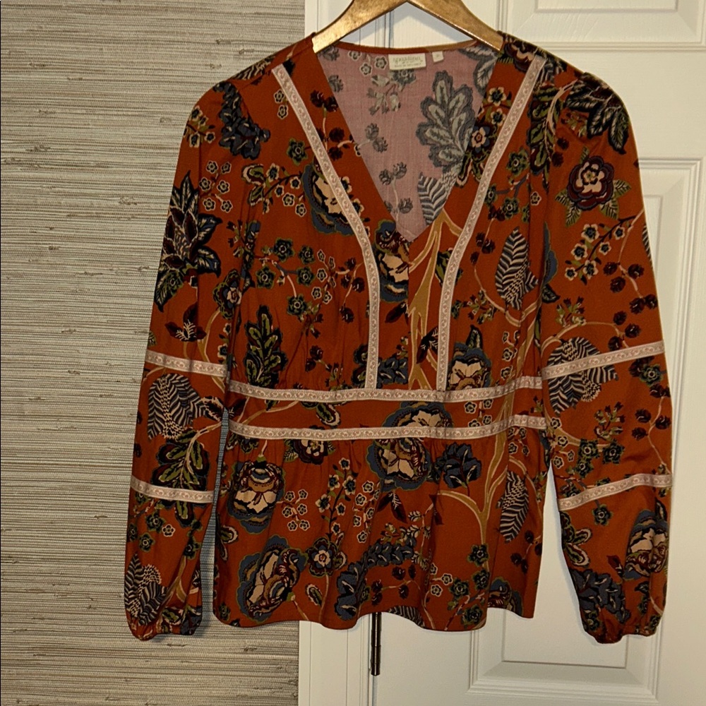 Like New! Spartina 449 Marcelle Tree of Life Floral Blouse - Picture 7 of 7